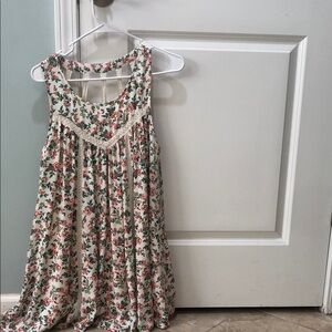 Entro Floral Sleeveless Dress - Cream and Pink